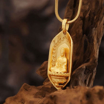 Gold-Plated Titanium Guan Yin Pendant Necklace