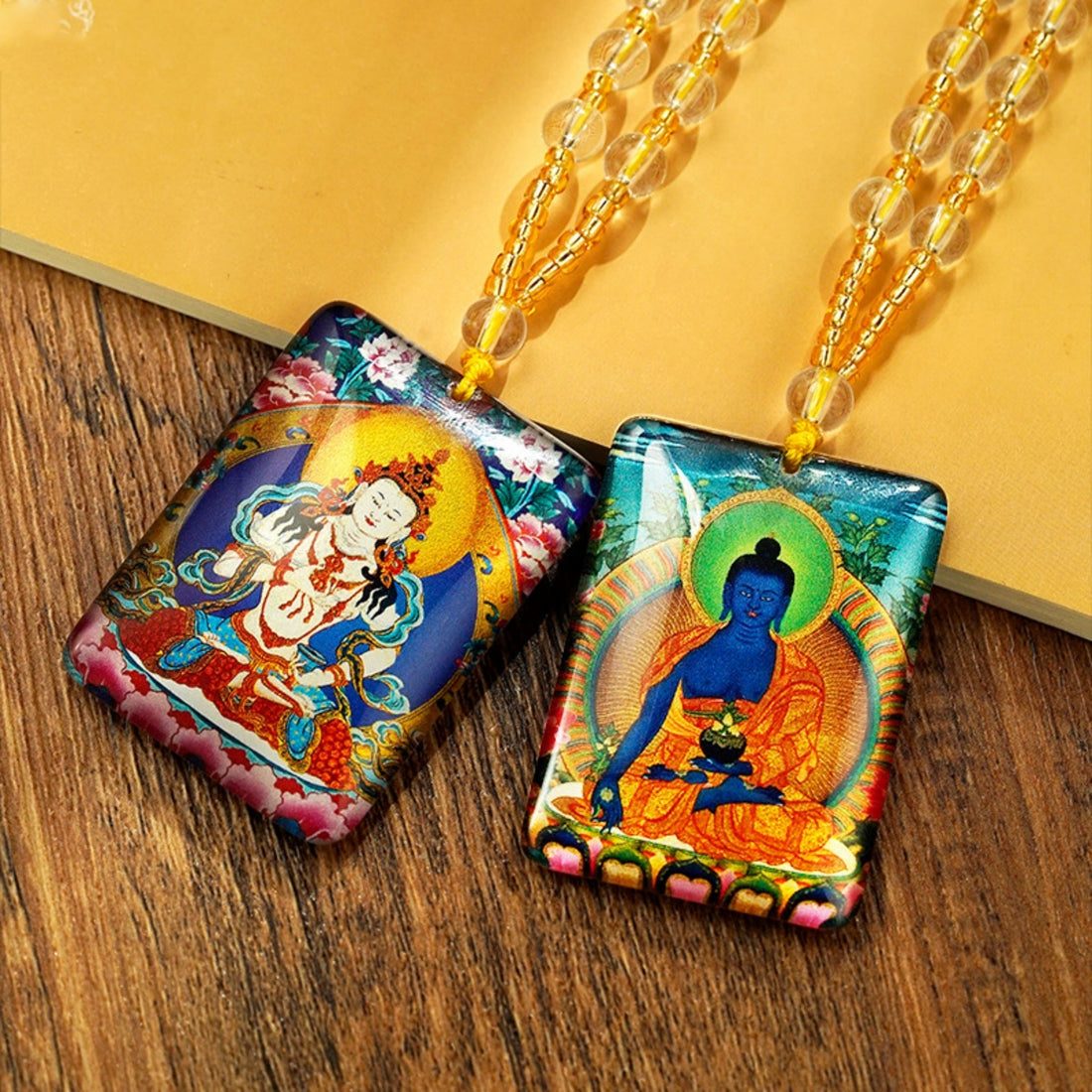 Hand-Painted Crystal Tibetan Buddha Necklace