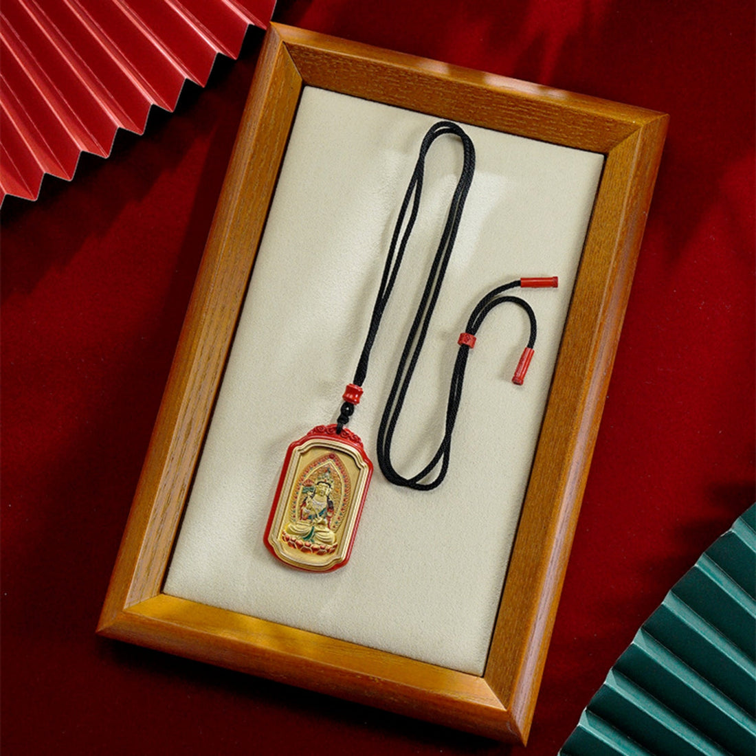 Cinnabar Hand-Painted Thangka Necklace