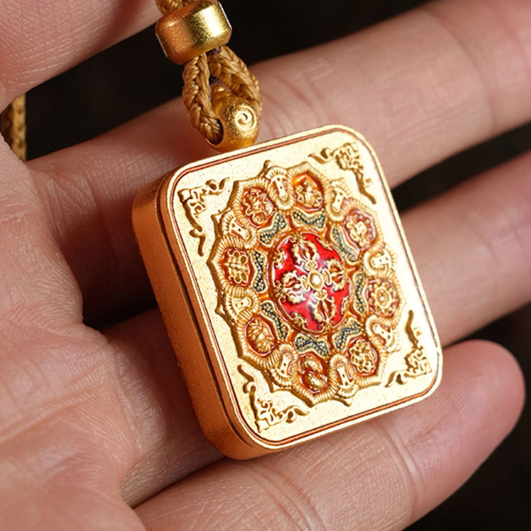 Authentic Tibetan Gilded Hand-painted Thangka Buddha Pendant