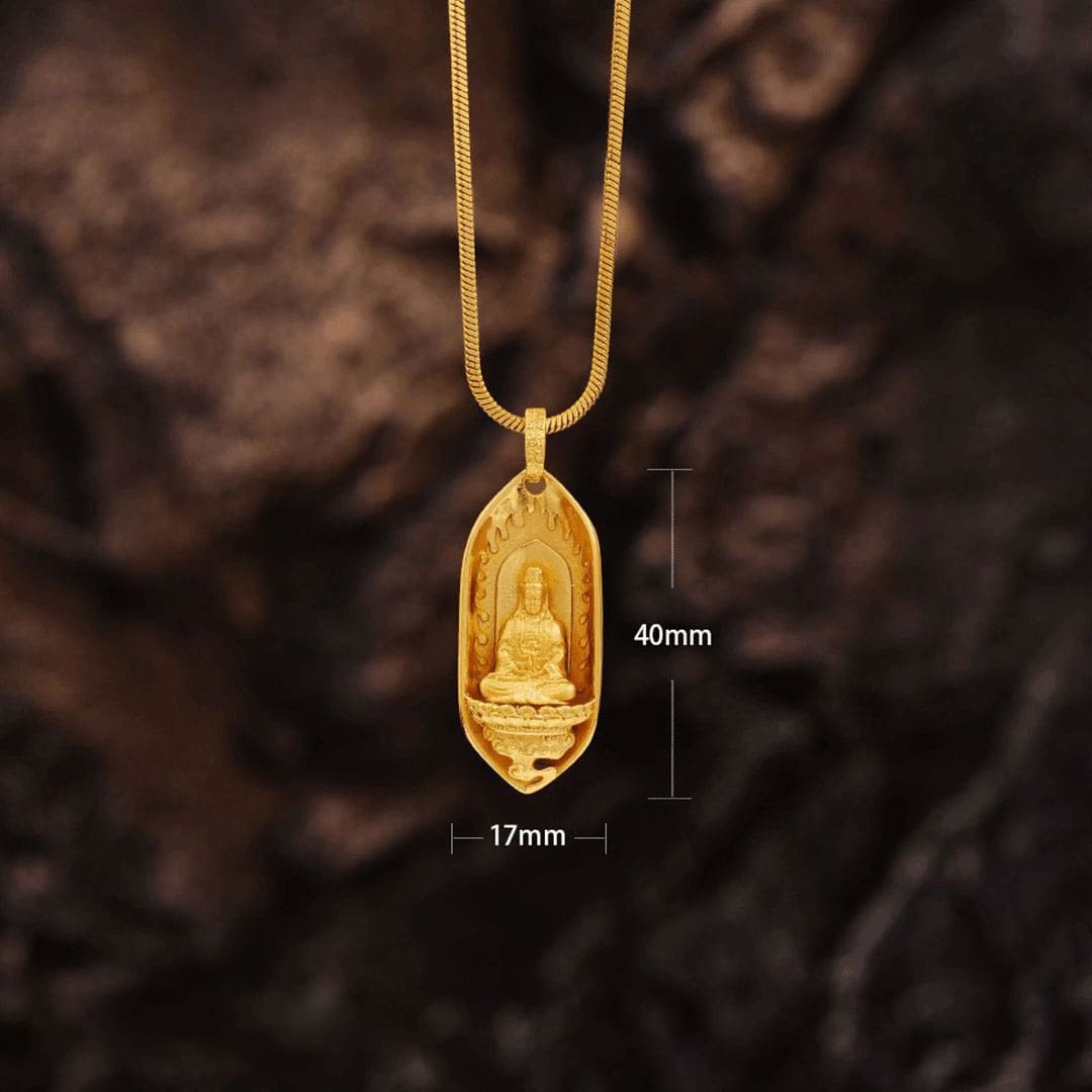 Gold-Plated Titanium Guan Yin Pendant Necklace