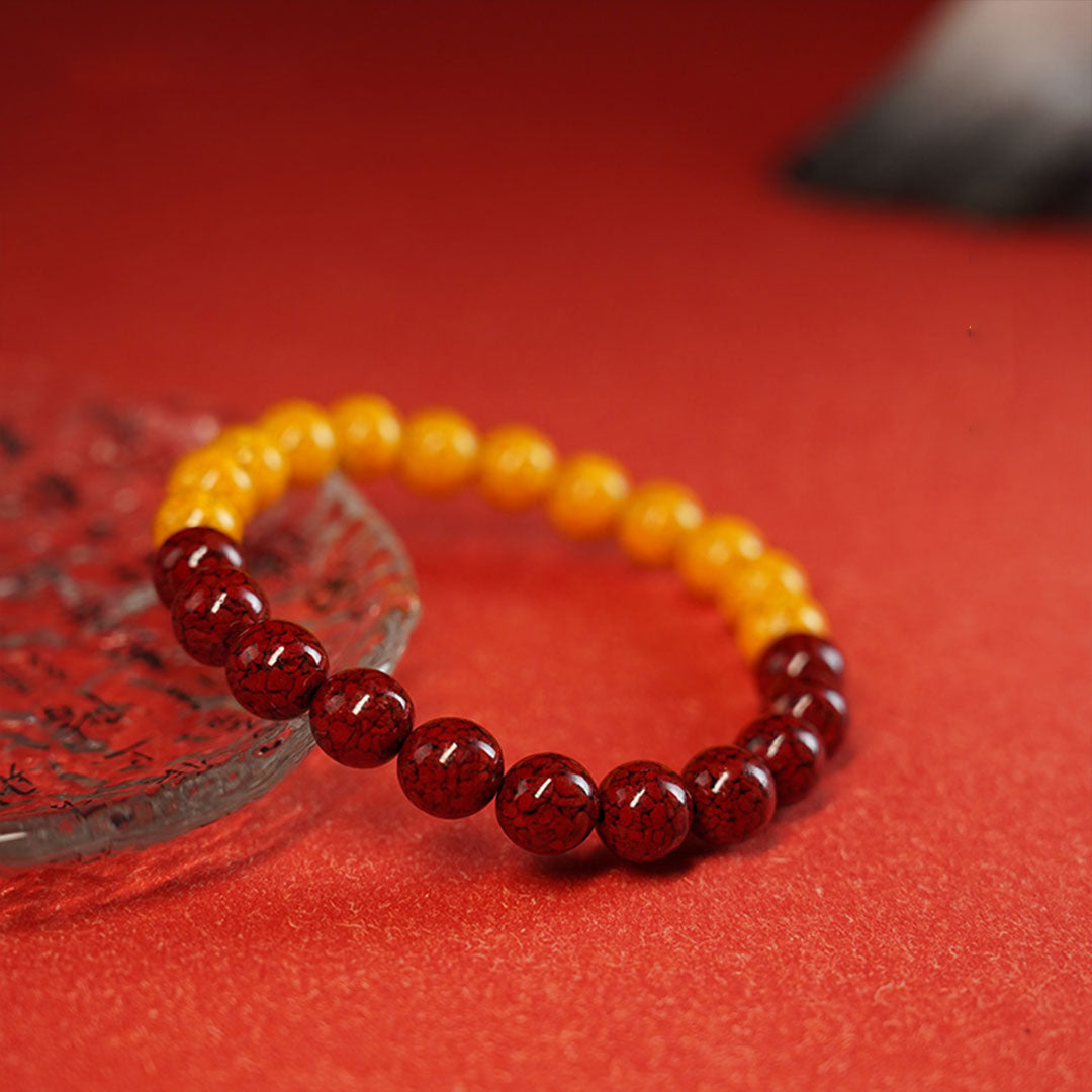 Natural Realgar and Cinnabar Bracelet - Protective Amulet for Peace and Safety