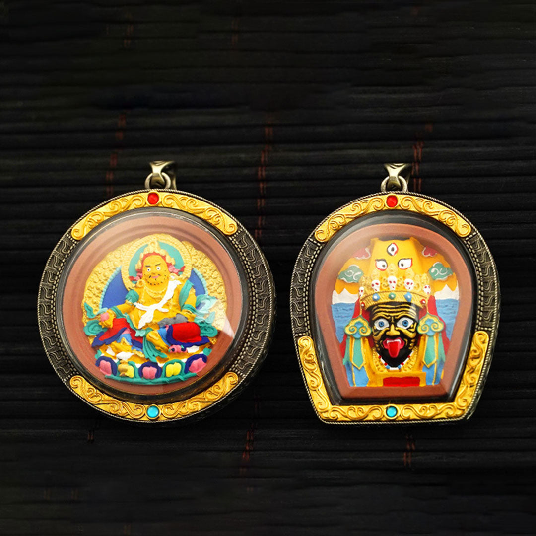 Hand-Painted 3D Thangka Zodiac Buddha Pendant Necklace