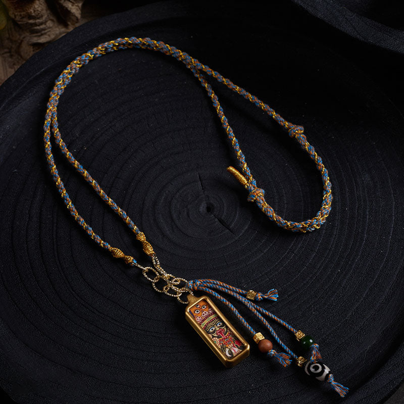 Tibetan Handmade Braided Zakiram Thangka Pendant Necklace