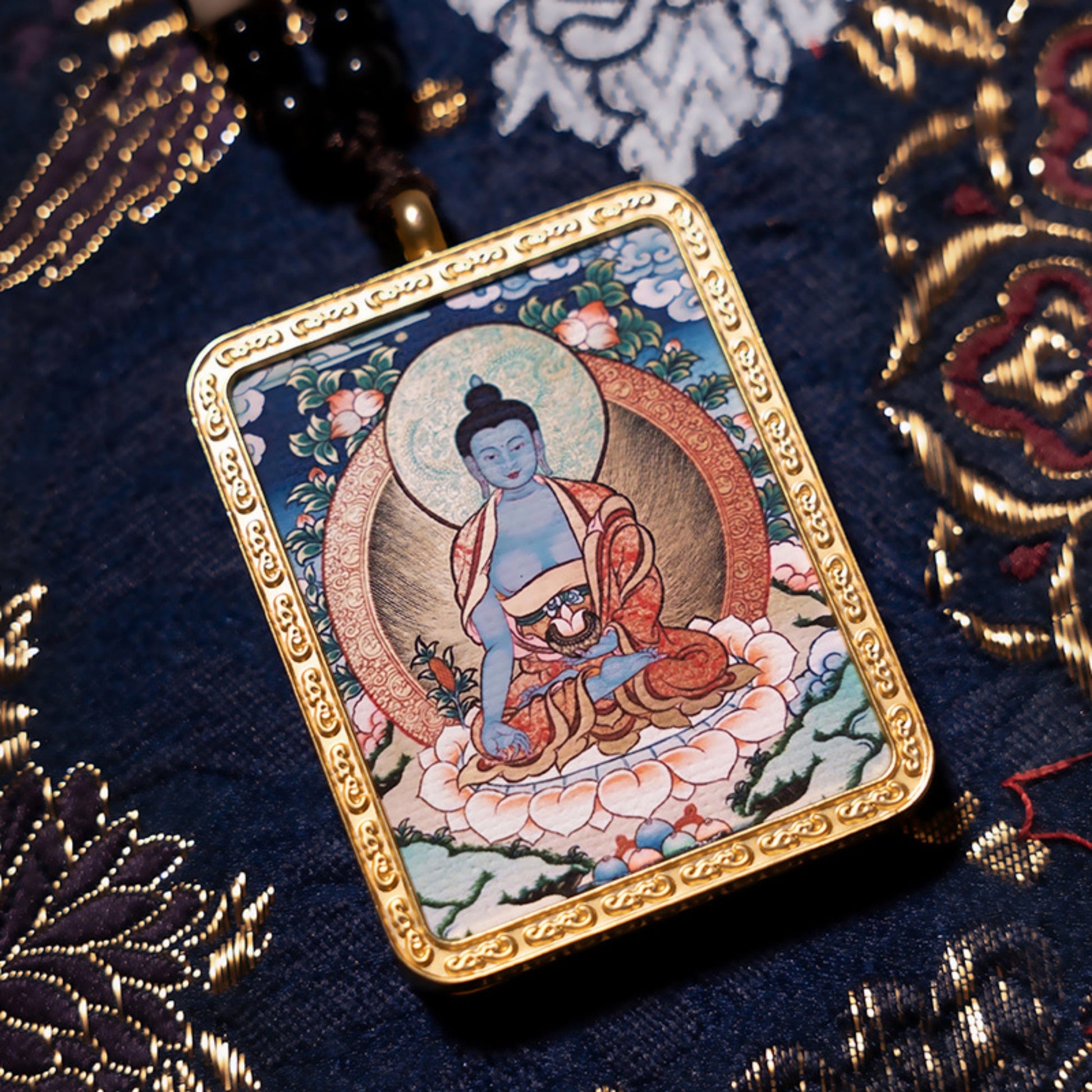 Tibetan Thangka Buddha Pendant Necklace