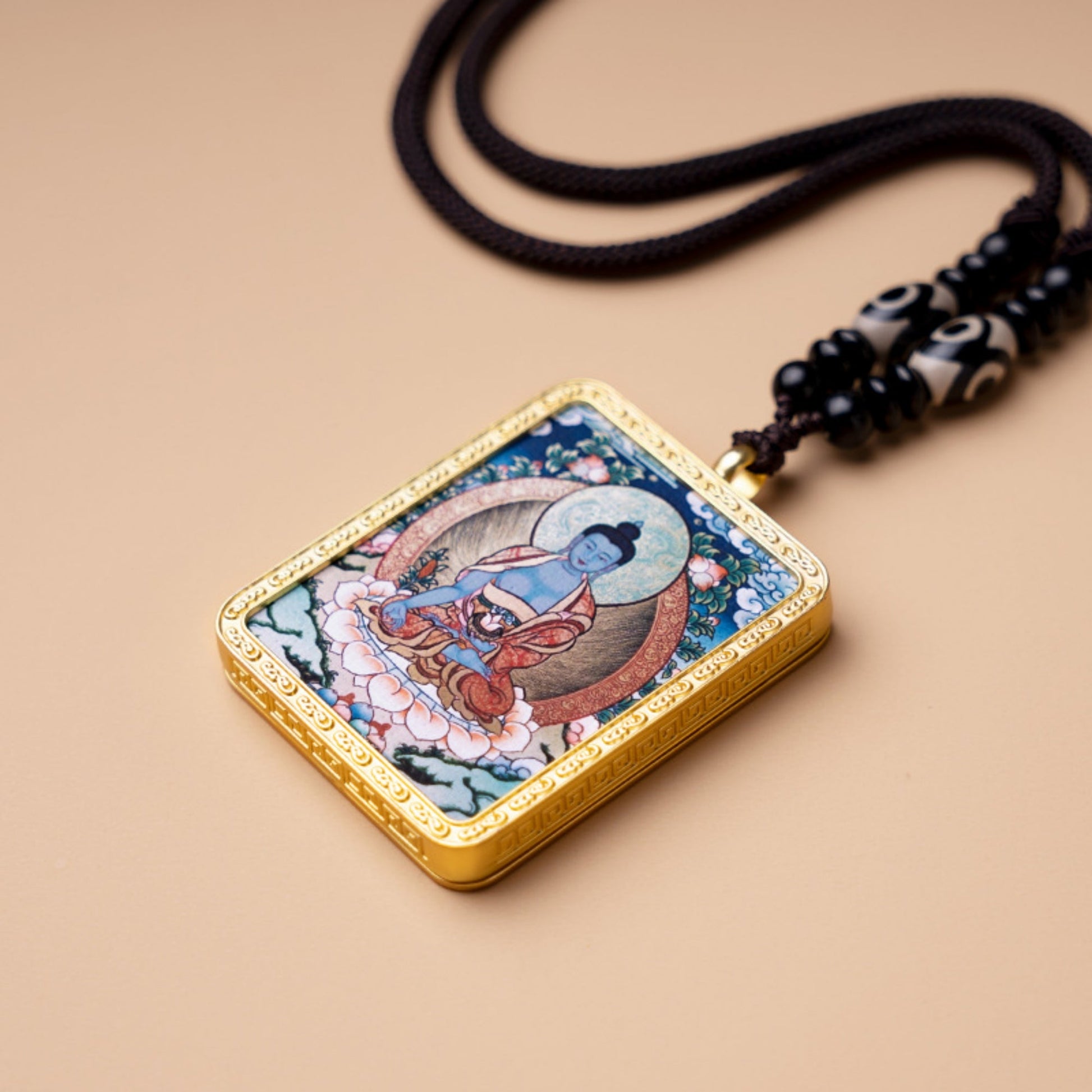 Tibetan Thangka Buddha Pendant Necklace