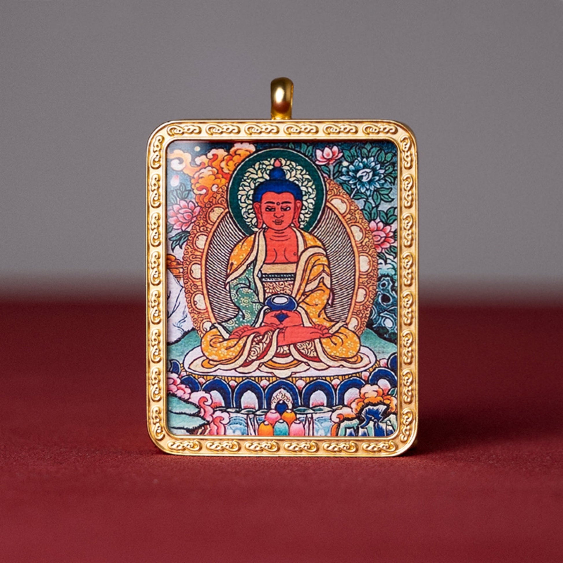 Tibetan Thangka Buddha Pendant Necklace Amitabha Buddha